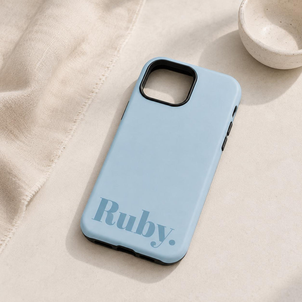 Personalized Name Phone Case, Minimal Solid Color iPhone Case, Custom Name Case Gift