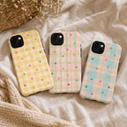 Gingham Star Phone Case, Colorful Plaid iPhone Case, Cute Coquette Checkered Case Gift