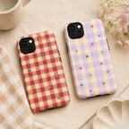 Gingham Star Phone Case, Colorful Plaid iPhone Case, Cute Coquette Checkered Case Gift