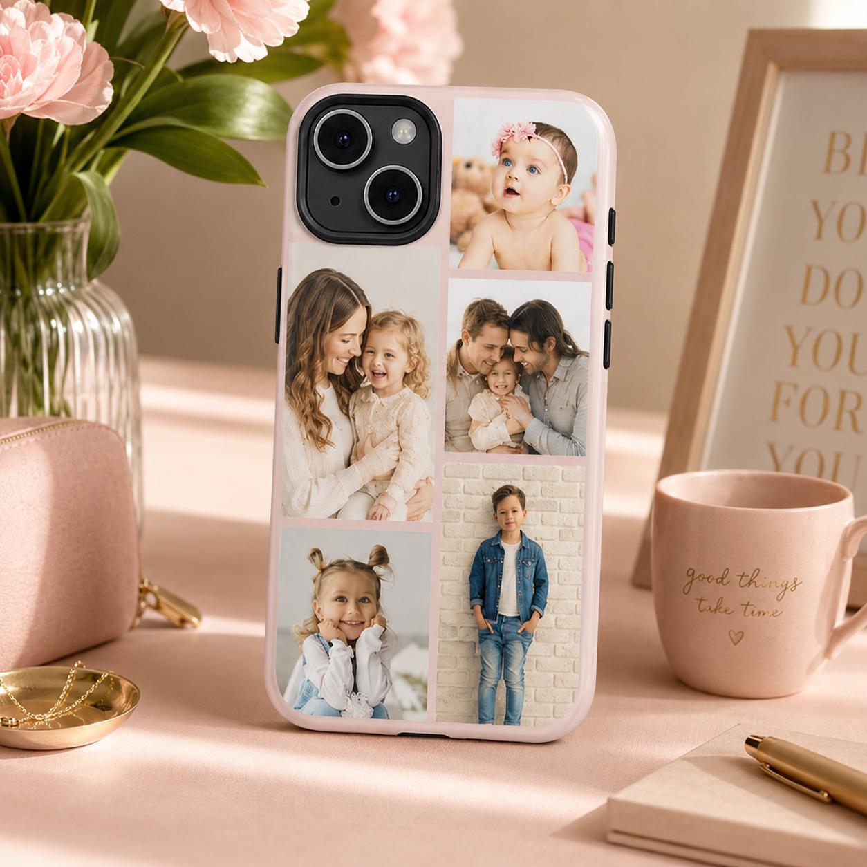 Custom Photo Collage Phone Case, Personalized Family Picture iPhone Case, Mom Photo Gift