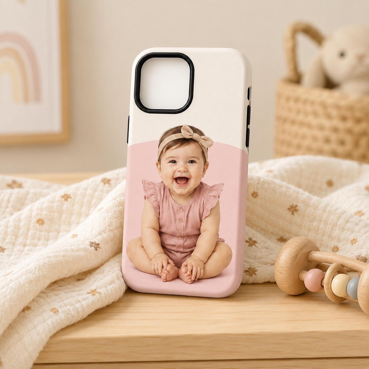 Custom Baby Photo Phone Case, Personalized Kids Picture iPhone Case, Photo Gift For Mom Dad