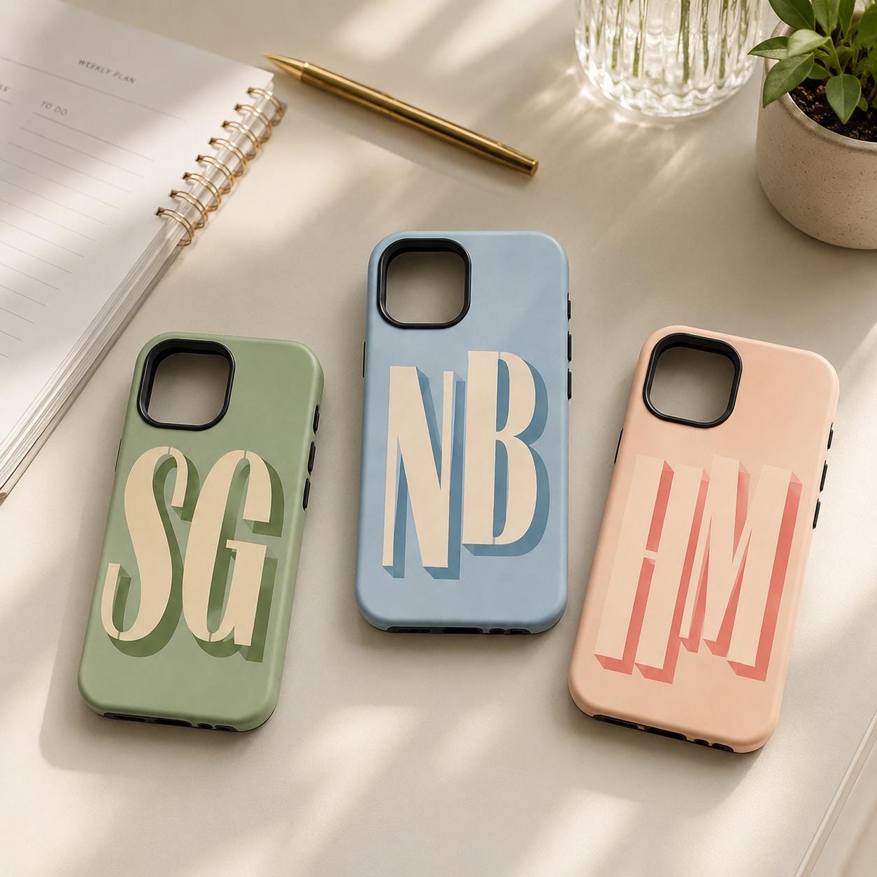 Custom Initial Phone Case, Personalized Monogram iPhone Case, Bold Letter Name Case Gift