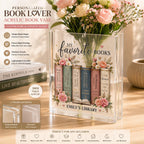 Personalized Acrylic Book Vase, Custom Book Lover Flower Vase, Favorite Books Reader Gift – product photo 3