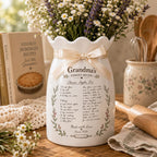 Personalized Recipe Vase, Custom Grandma Recipe Ceramic Flower Vase – main product view