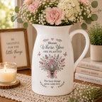 Personalized Floral Ceramic Pitcher Vase – product photo 2