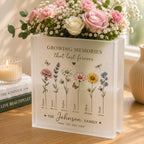 Personalized Birth Flower Acrylic Book Vase – main product view