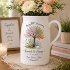 Personalized Anniversary Ceramic Pitcher Vase, Custom Couple Name Flower Vase – product photo 5