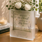 Christian Book Vase, Acrylic Flower Vase, Colossians 2:7 Gift – main product view