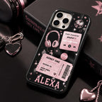 Personalized Music Playlist Ticket Phone Case, Custom Name Tough Case