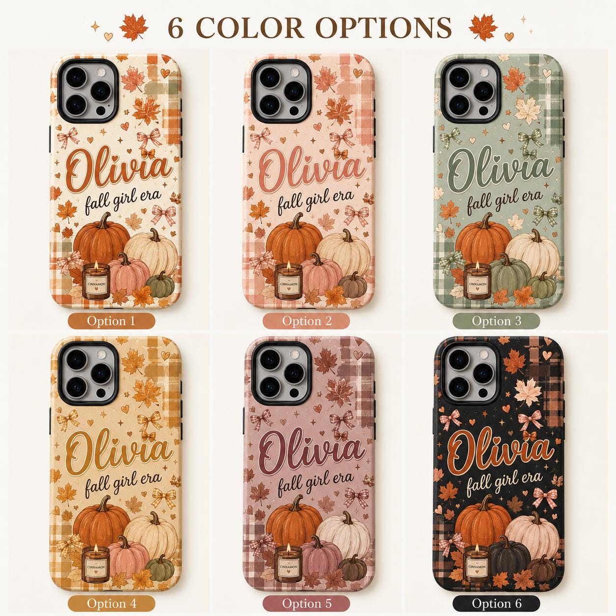 Personalized Fall Phone Case, Custom Name Pumpkin Tough Case, Coquette Autumn Gift For Her