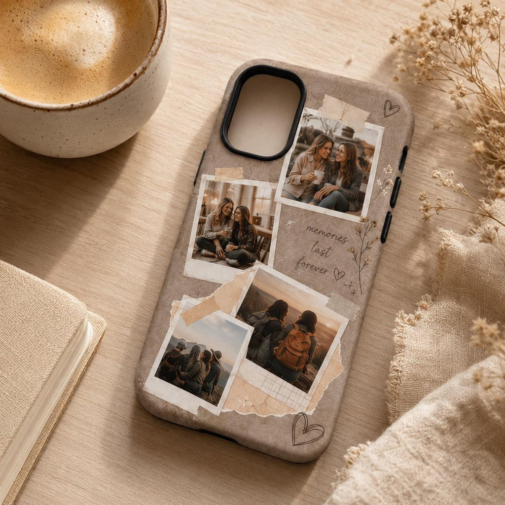 Custom Best Friend Photo Case, Personalized Polaroid Collage iPhone Case, Friendship Gift