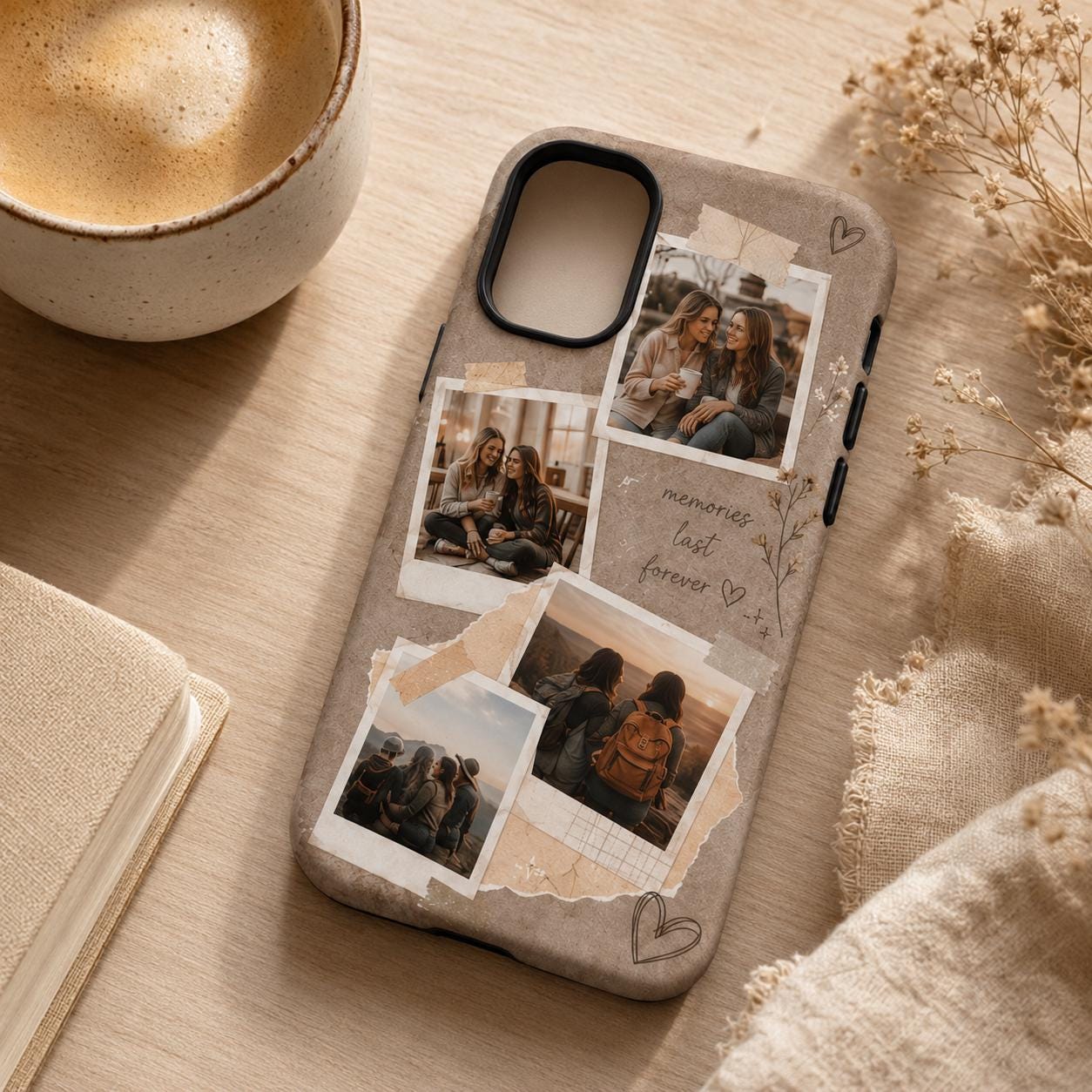 Custom Best Friend Photo Case, Personalized Polaroid Collage iPhone Case, Friendship Gift