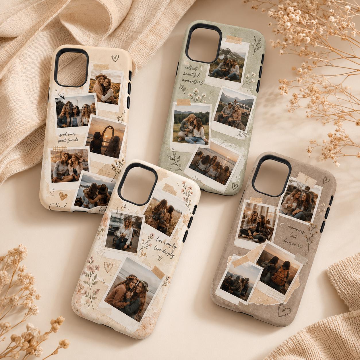 Custom Best Friend Photo Case, Personalized Polaroid Collage iPhone Case, Friendship Gift