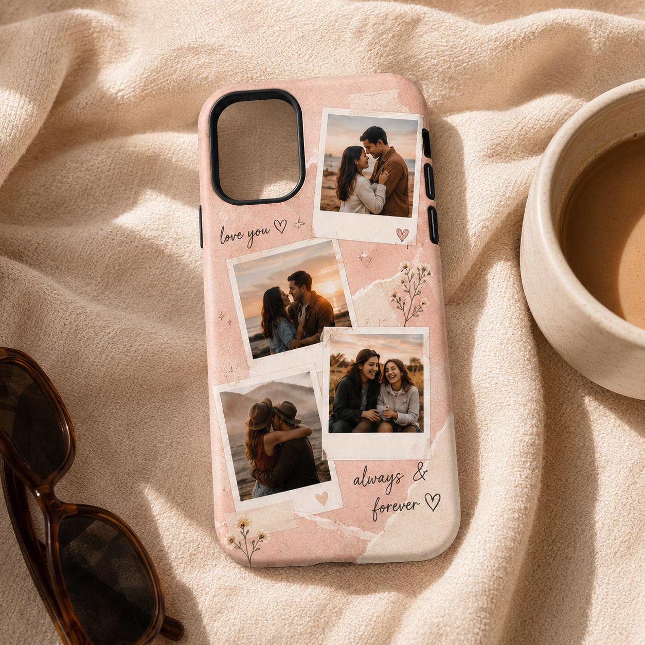 Custom Best Friend Photo Case, Personalized Polaroid Collage iPhone Case, Friendship Gift