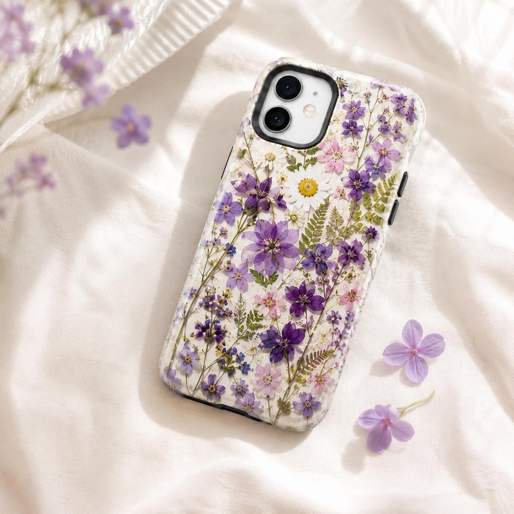 Pressed Flower Phone Case, Wildflower Daisy iPhone Case, Botanical Garden Case Gift