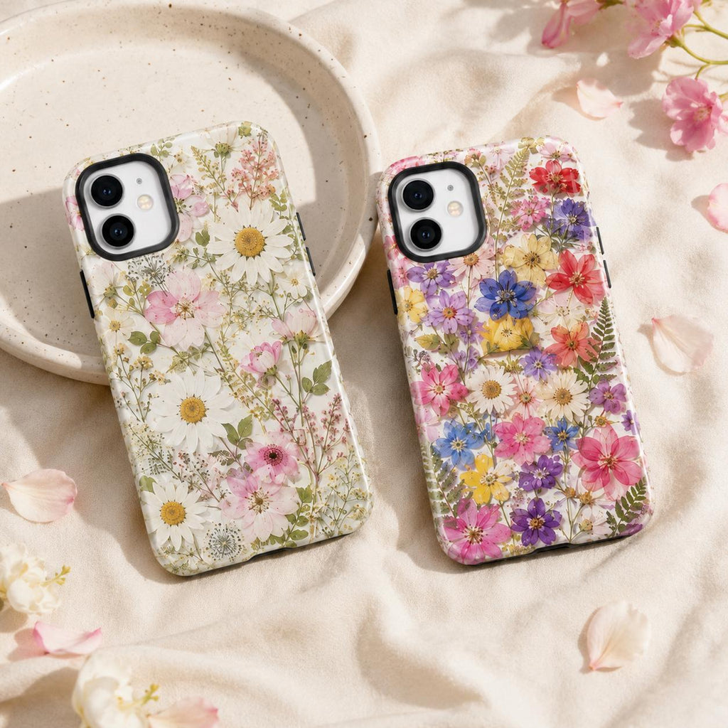 Pressed Flower Phone Case, Wildflower Daisy iPhone Case, Botanical Garden Case Gift
