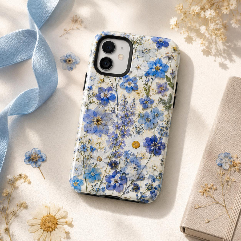 Pressed Flower Phone Case, Wildflower Daisy iPhone Case, Botanical Garden Case Gift