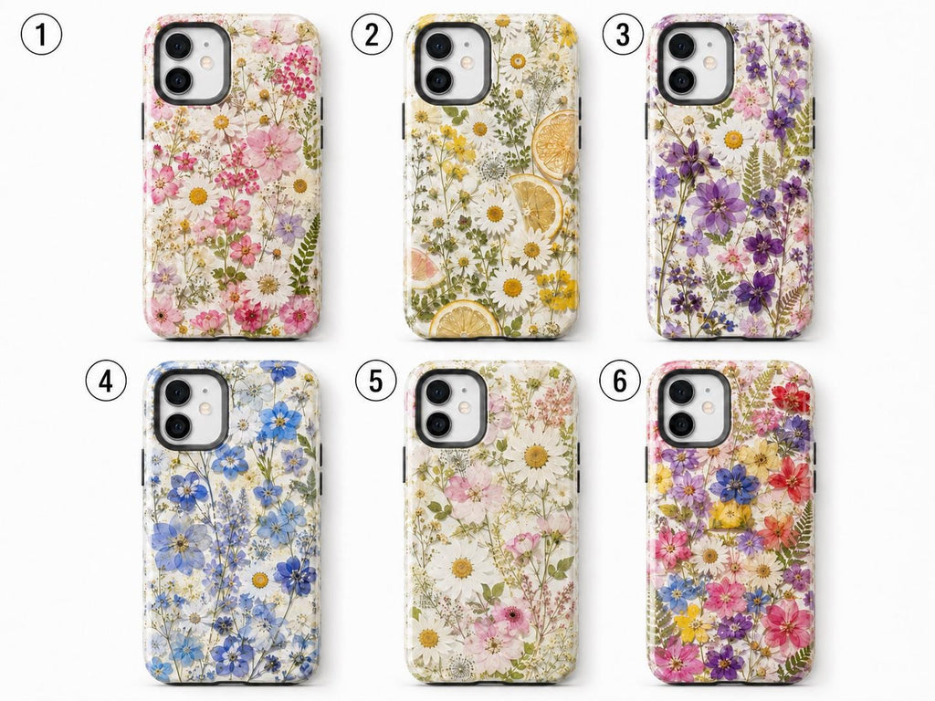 Pressed Flower Phone Case, Wildflower Daisy iPhone Case, Botanical Garden Case Gift