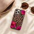 Leopard Hibiscus Phone Case, Tropical Floral iPhone Case, Pink Flower Animal Print Gift