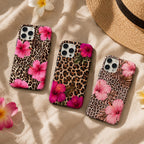 Leopard Hibiscus Phone Case, Tropical Floral iPhone Case, Pink Flower Animal Print Gift