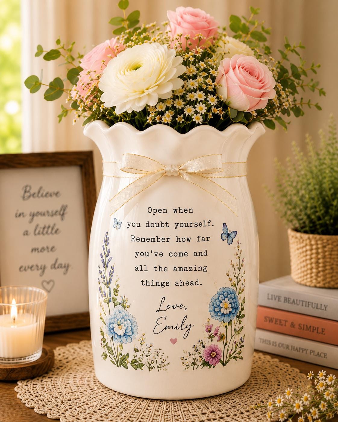 Personalized Open When Ceramic Flower Vase, Custom Encouragement Gift, Best Friend or Daughter Gift - product image 7