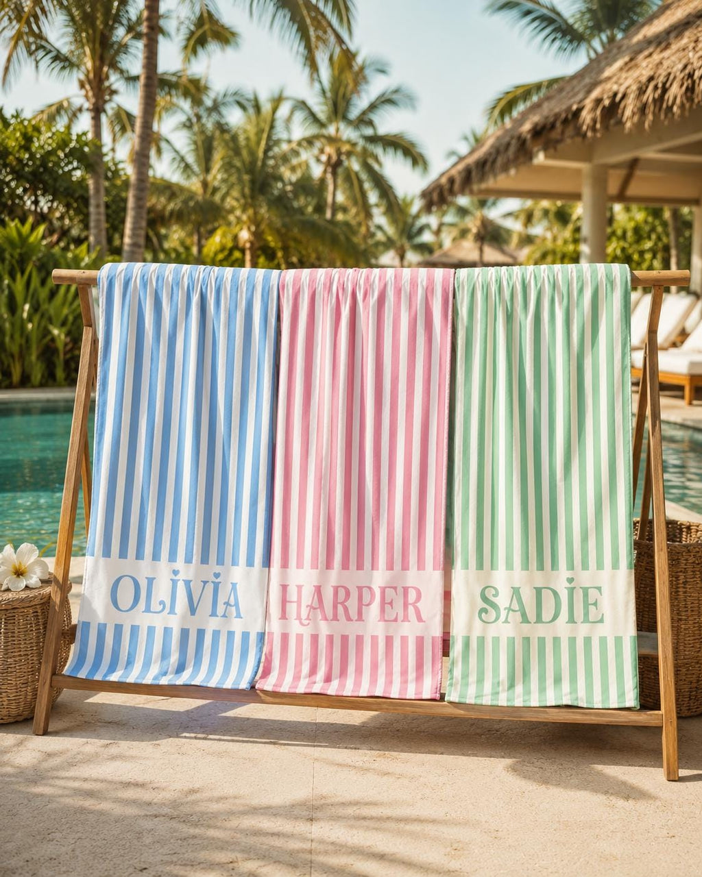 Personalized Striped Beach Towel, Custom Name Pool Towel, Quick-Dry Summer Gift - product image 7