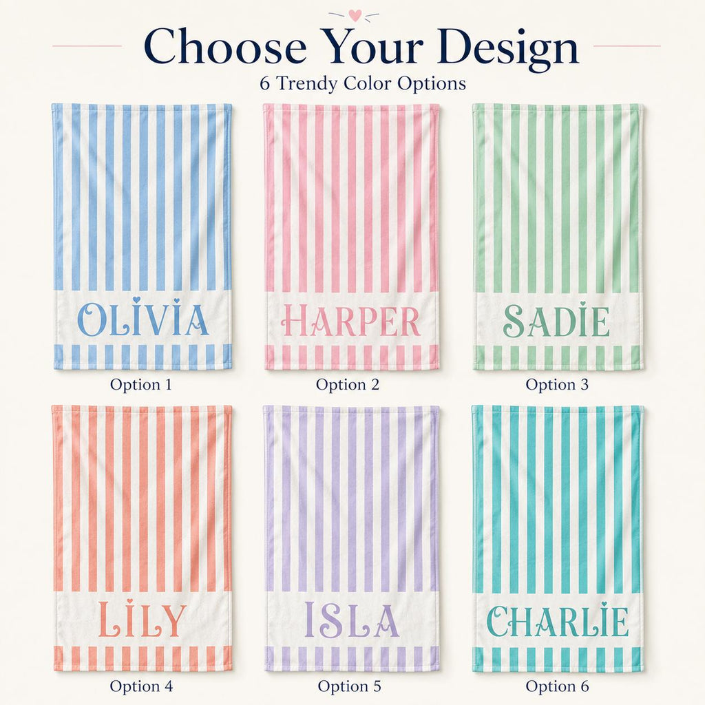 Personalized Striped Beach Towel, Custom Name Pool Towel, Quick-Dry Summer Gift - product image 2