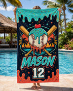 Personalized Baseball Ice Cream Beach Towel – product photo 8