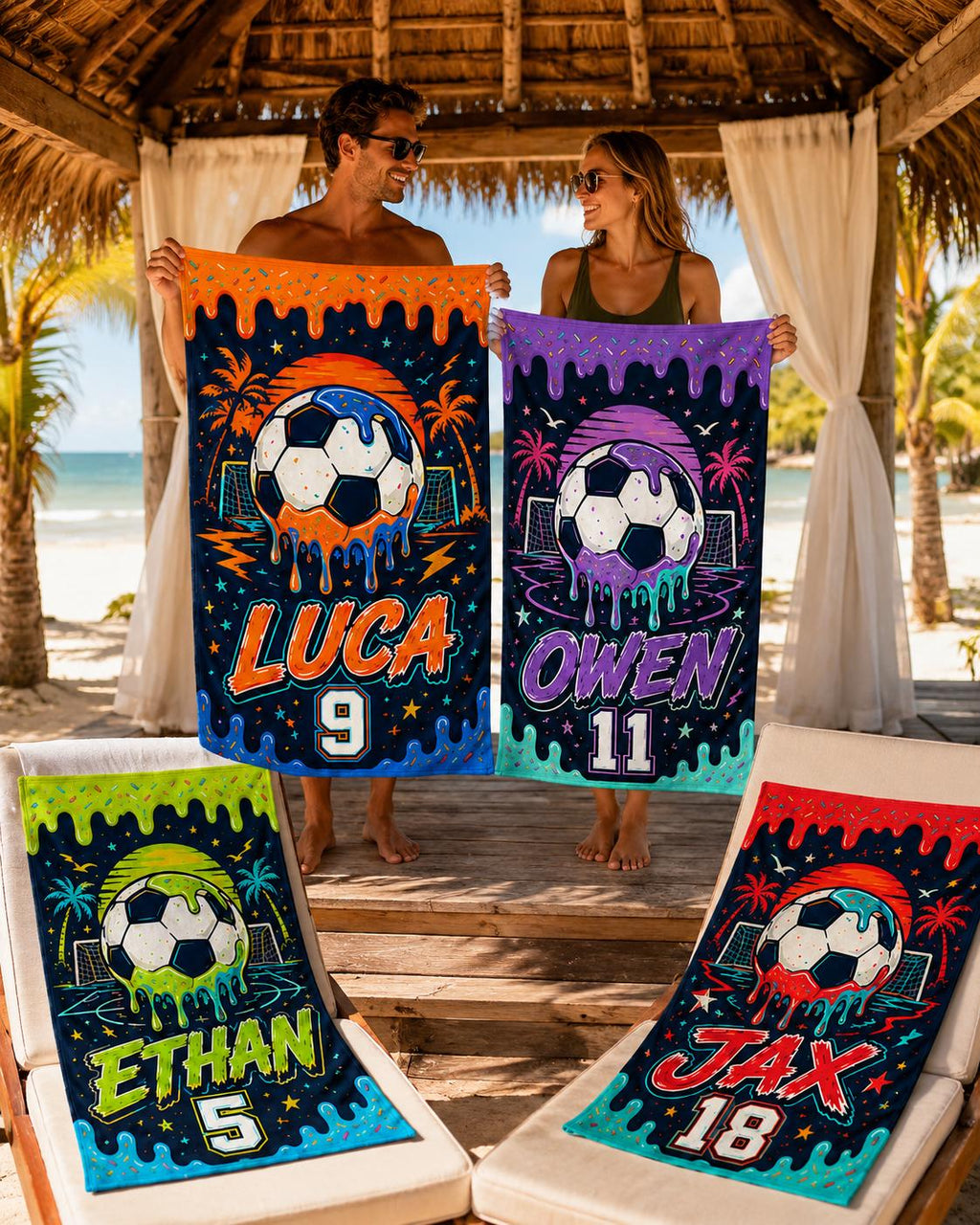 Personalized Soccer Beach Towel, Custom Name Pool Towel, Quick-Dry Plush Summer Gift - product image 6