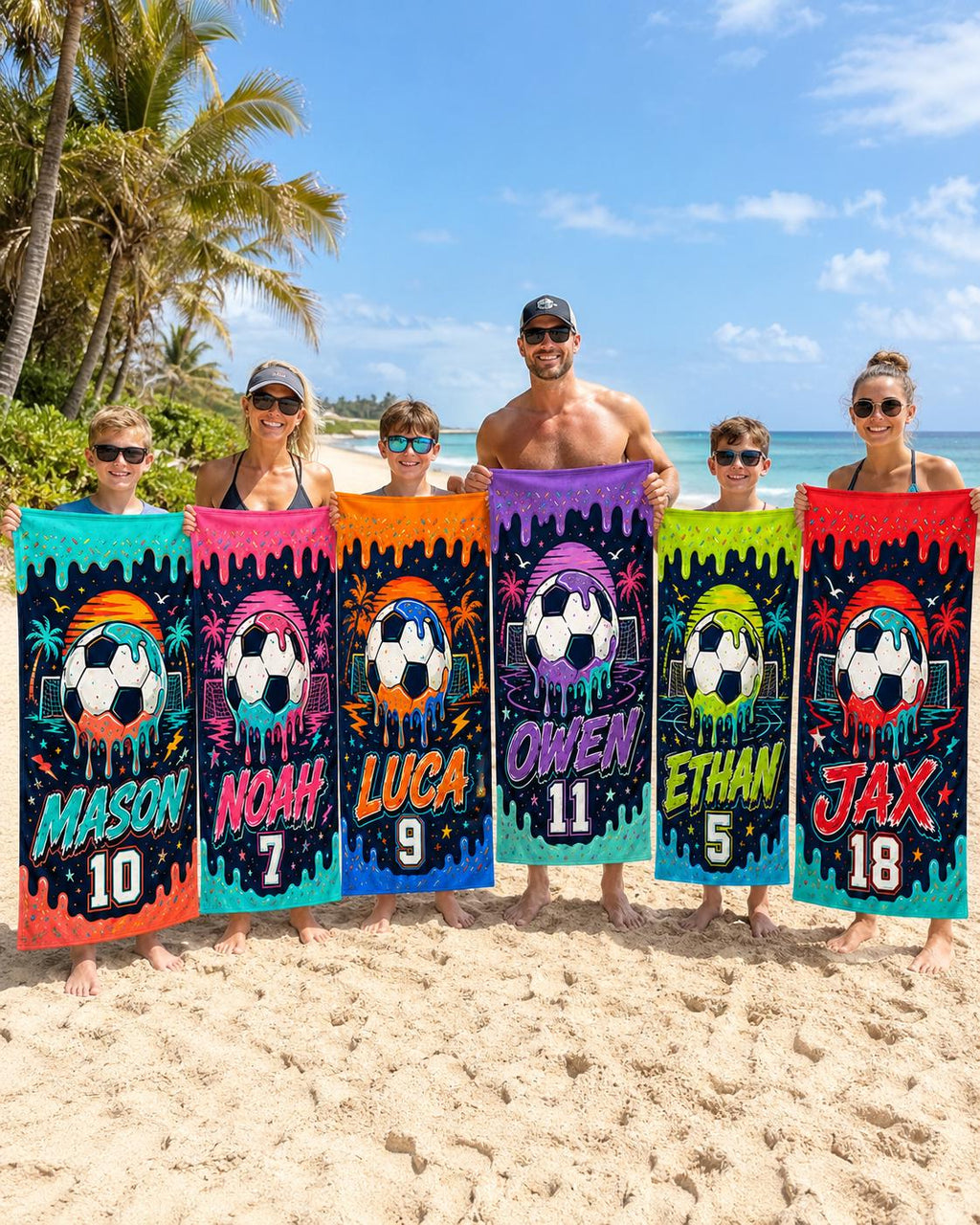 Personalized Soccer Beach Towel, Custom Name Pool Towel, Quick-Dry Plush Summer Gift - product image 9