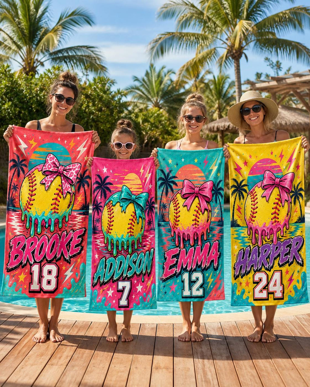 Personalized Softball Beach Towel, Custom Name Sports Pool Towel - product image 9