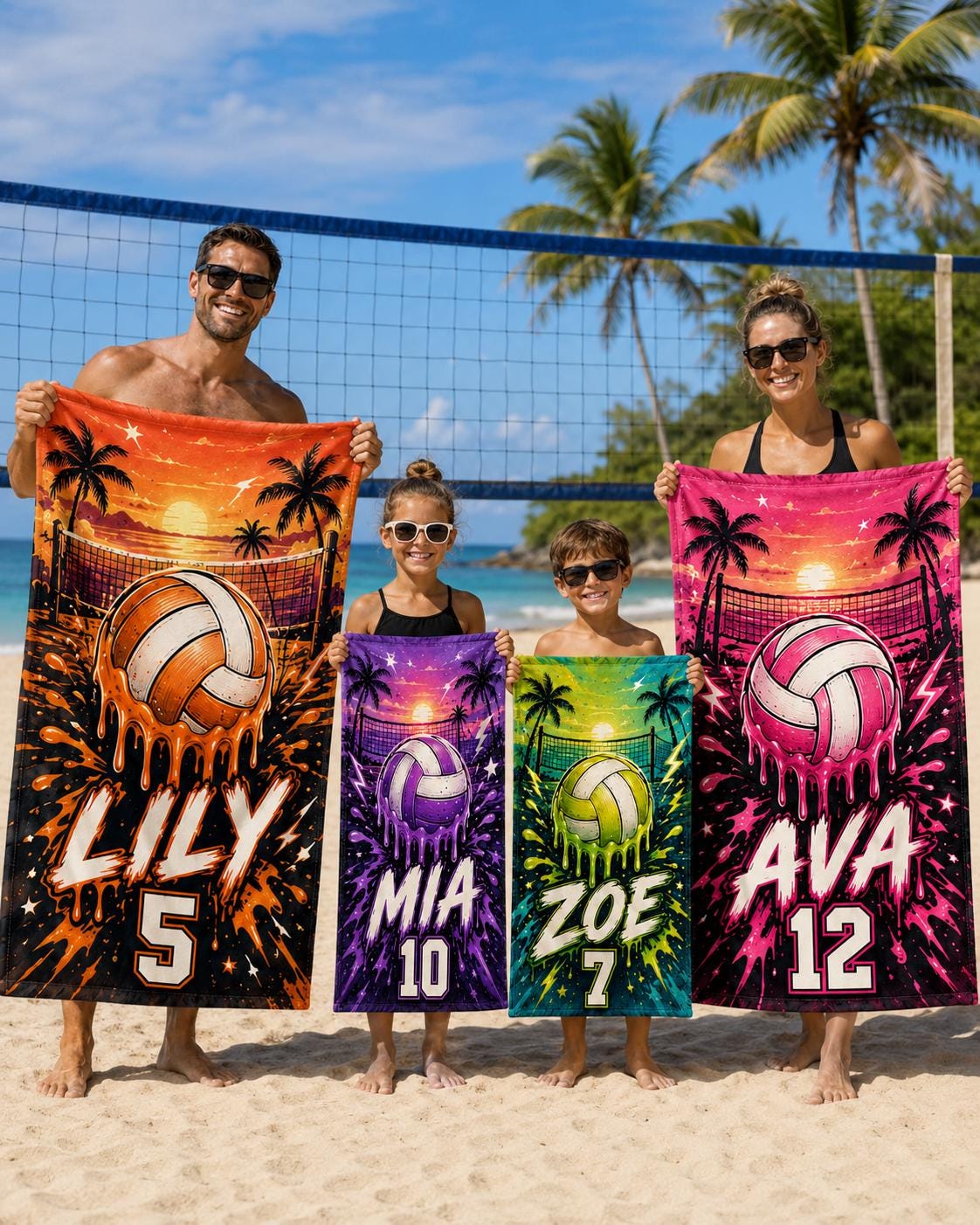 Personalized Volleyball Beach Towel, Custom Name Sports Pool Towel - product image 6