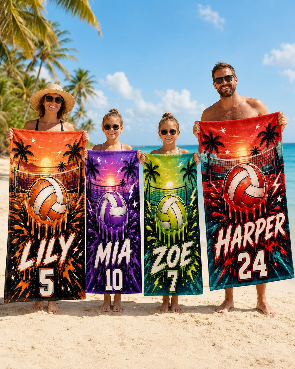 Personalized Volleyball Beach Towel, Custom Name Sports Pool Towel - product image 10