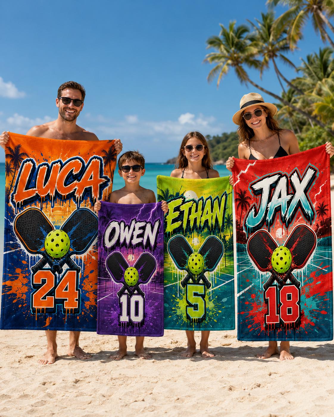 Personalized Pickleball Beach Towel, Custom Name Sports Pool Towel - product image 6