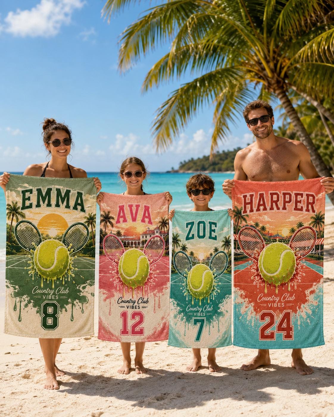 Personalized Tennis Beach Towel, Custom Name Sports Pool Towel - product image 5