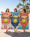 Personalized Tennis Beach Towel, Custom Name Sports Pool Towel - product image 1