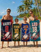 Personalized Rugby Jersey Beach Towel – main product view