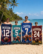 Personalized Football Jersey Beach Towel – Custom Name Pool Towel – product photo 9