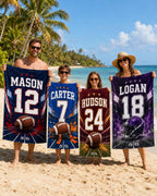 Personalized Football Jersey Beach Towel – Custom Name Pool Towel – product photo 10
