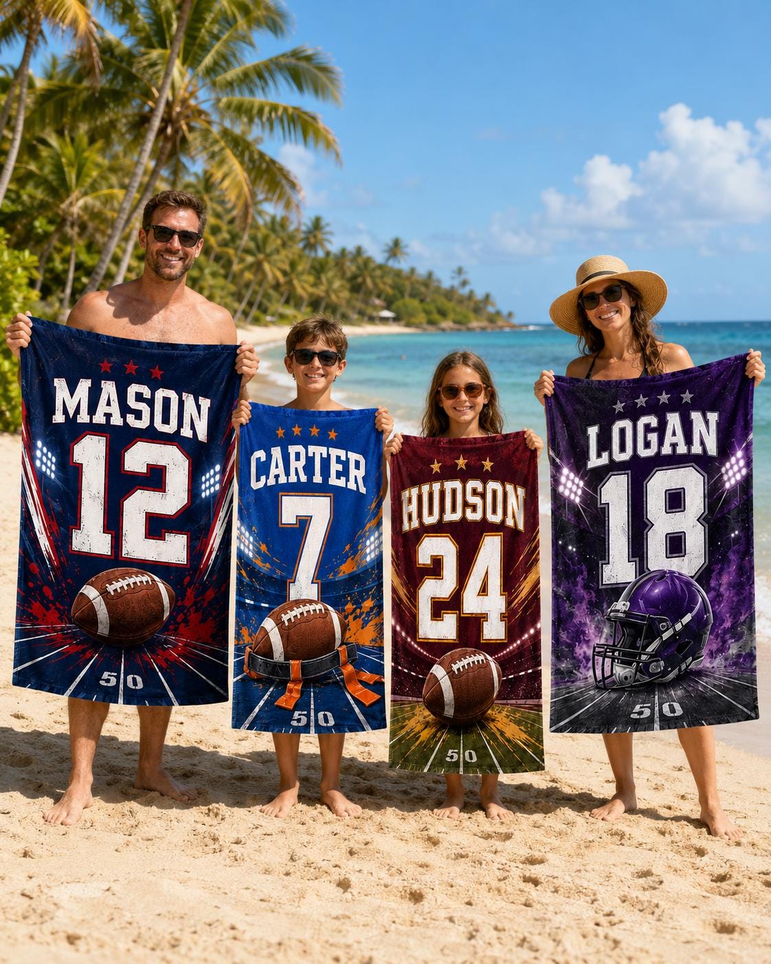 Personalized Football Jersey Beach Towel – Custom Name Pool Towel, Quick-Dry Plush - product image 10