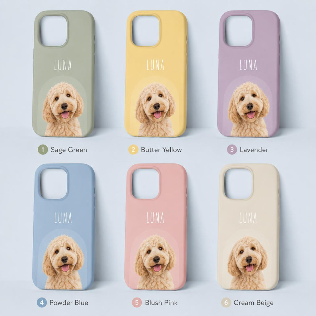 Custom Pet Portrait Phone Case, Personalized Dog Phone Case, Custom Cat iPhone Case, Pet Photo Case, Dog Mom Gift, Minimal Pastel Phone Case