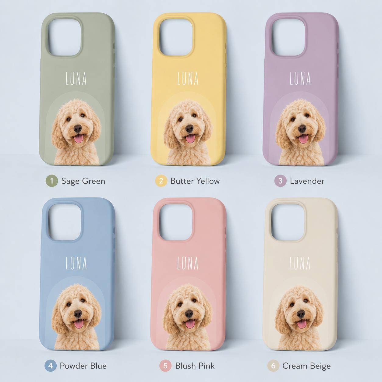 Custom Pet Portrait Phone Case, Personalized Dog Phone Case, Custom Cat iPhone Case, Pet Photo Case, Dog Mom Gift, Minimal Pastel Phone Case