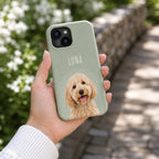 Custom Pet Portrait Phone Case, Personalized Dog Phone Case, Custom Cat iPhone Case, Pet Photo Case, Dog Mom Gift, Minimal Pastel Phone Case