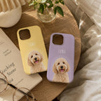 Custom Pet Portrait Phone Case, Personalized Dog Phone Case, Custom Cat iPhone Case, Pet Photo Case, Dog Mom Gift, Minimal Pastel Phone Case