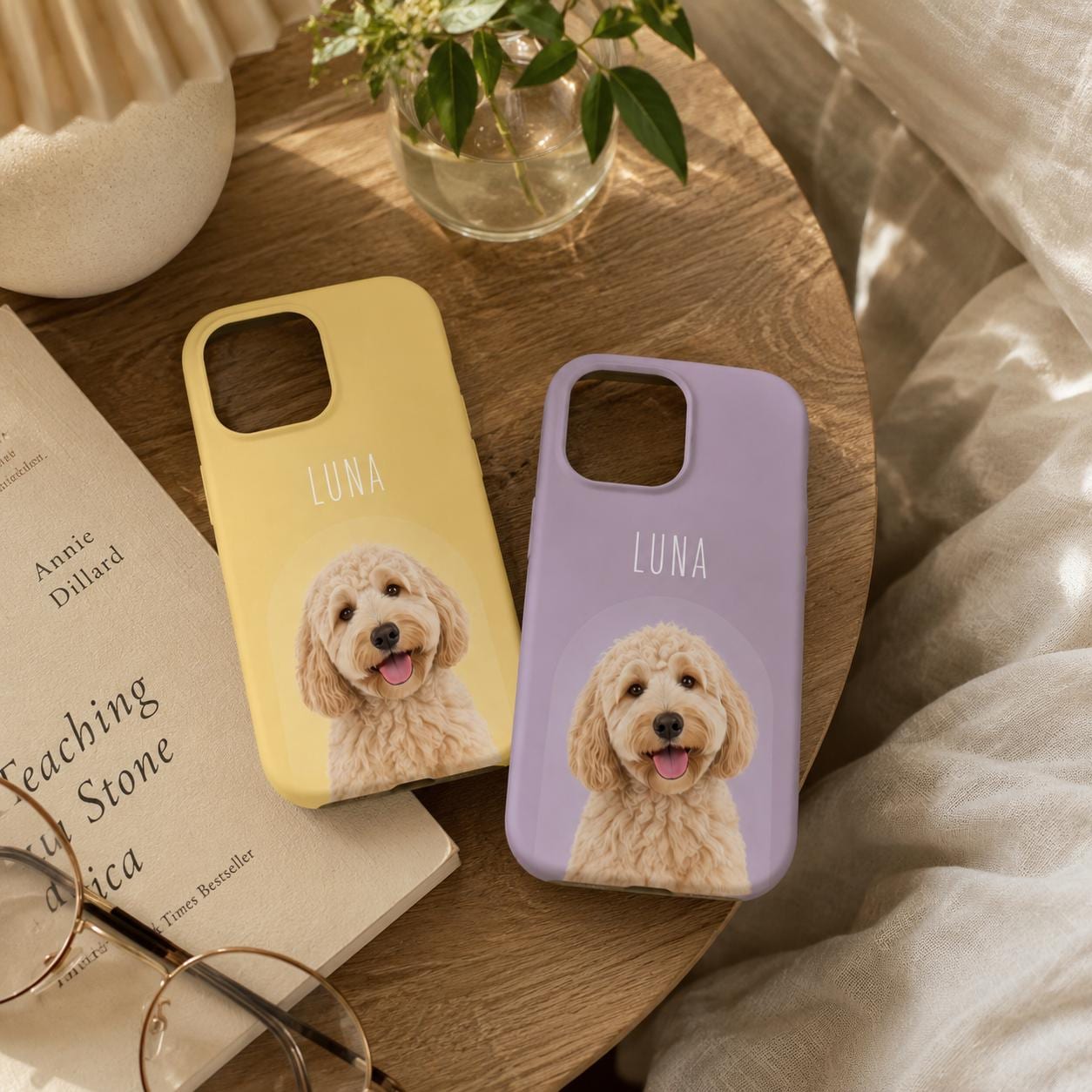 Custom Pet Portrait Phone Case, Personalized Dog Phone Case, Custom Cat iPhone Case, Pet Photo Case, Dog Mom Gift, Minimal Pastel Phone Case