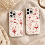 Custom Pin Up Phone Case, Retro Cocktail Mermaid iPhone Case, Personalized Cherry Girl Gift