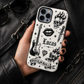Custom Name Skull Rose iPhone Case, Rock N Roll Guitar Phone Protection
