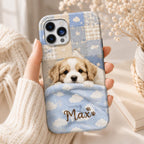 Personalized Teddy Bear iPhone Case, Pastel Bedtime Bear Name Cover