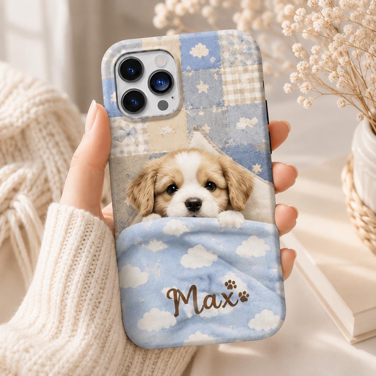 Personalized Teddy Bear iPhone Case, Pastel Bedtime Bear Name Cover