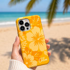 Custom Hibiscus Phone Case, Personalized Blue Tropical iPhone Case, Beach Flower Name Case Gif